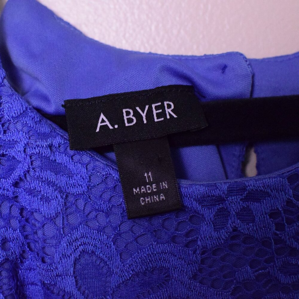*NWT* Women's A. Byer Periwinkle Lace Fit & Flare Dress - Size Juniors 11 - Picture 7 of 7